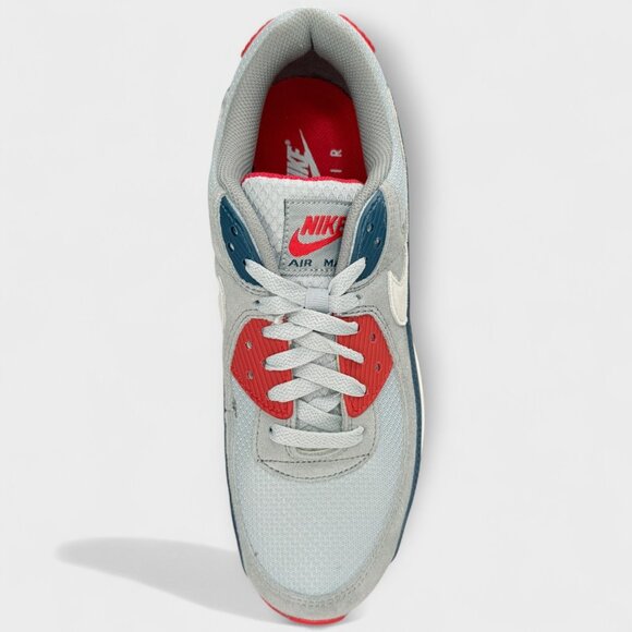 Nike Air Max 90 Men’s Size 8.5 Smoke Grey Navy Red DM0029 005 New w Box - Picture 10 of 13